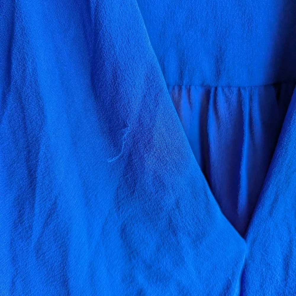 Aritzia BABATON Royal Blue Tinsley 100% Silk Blouse Size XS Fairy  Grunge Luxury - Picture 8 of 9